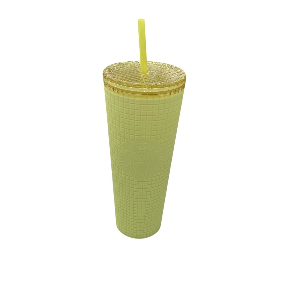Starbucks 2023 Winter Meadow Yellow Soft Touch Grid Tumbler 24 oz Travel Cup